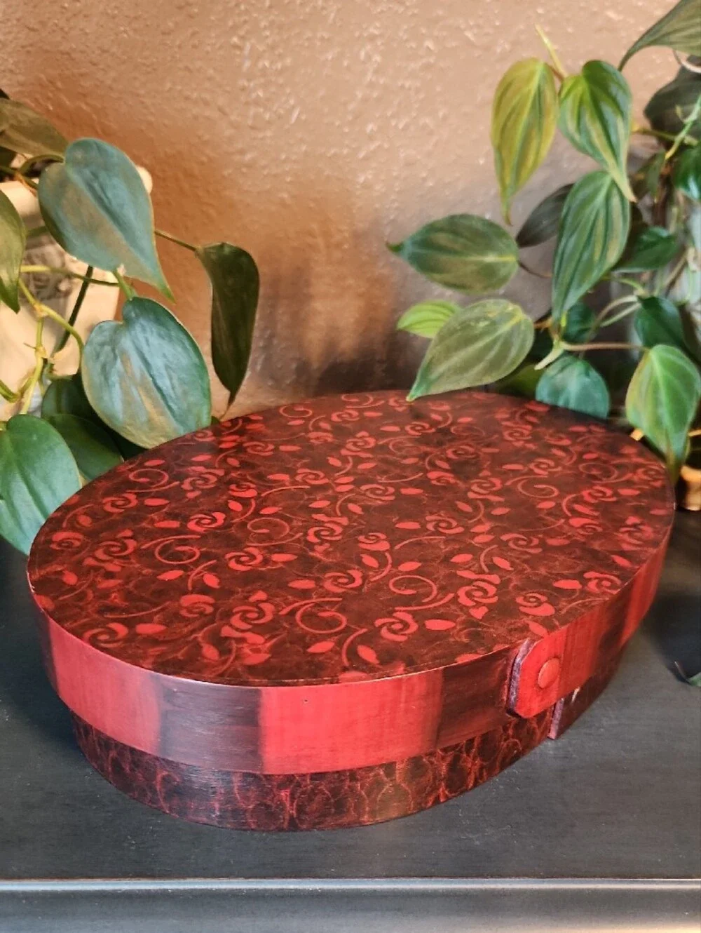 Shaker Style Grain Painting Oval Box Signed By Artist EUC